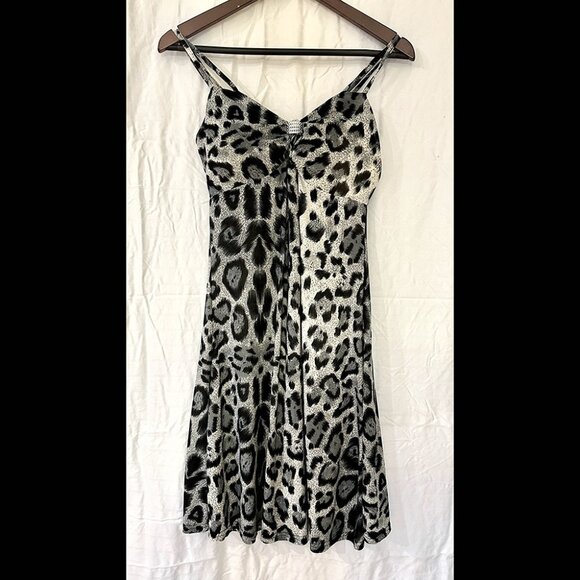 Blue-grey Leopard Print Dress - Picture 1 of 5